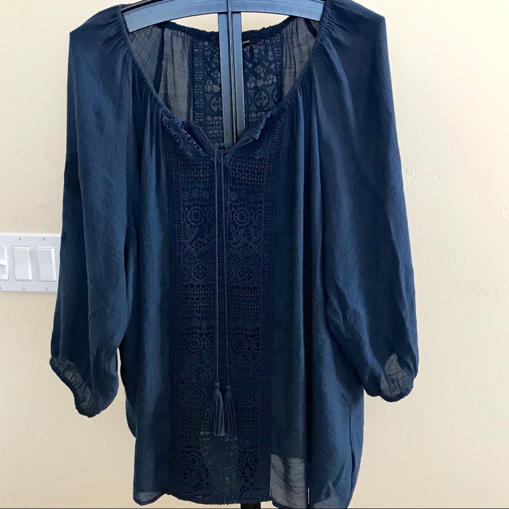 Light weight blue tie top.